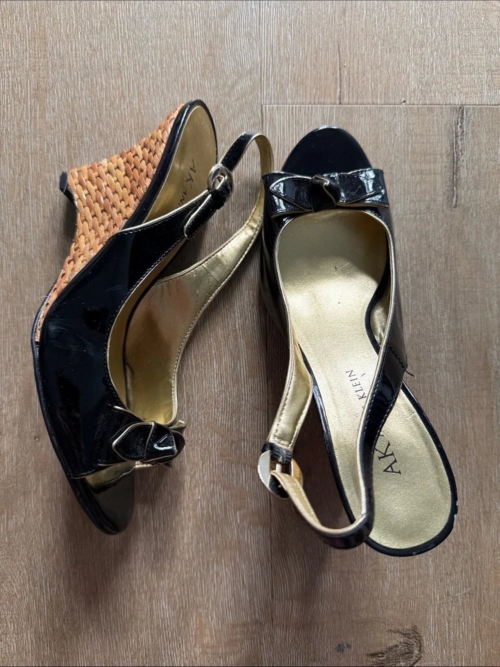 Black Patent Slingback Wedge wicker espadrille